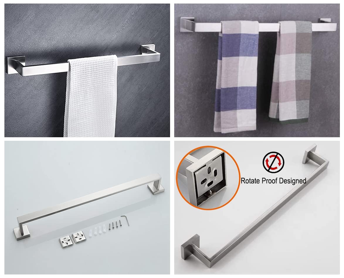 24 Inch Towel Bar For Bathrooms 12/16/24/28/32/36 Inch Stainless Steel 304 Brushed Nickel Towel Holder Modern Square Towel Rod R